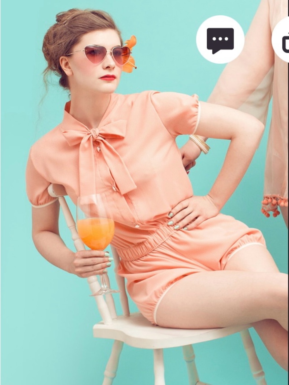 Women’s Peach Bow-Tie Short Romper